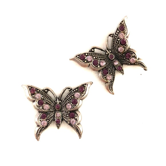 La Contessa Butterfly Earrings w/ Purple Crystal - Picture 3 of 7